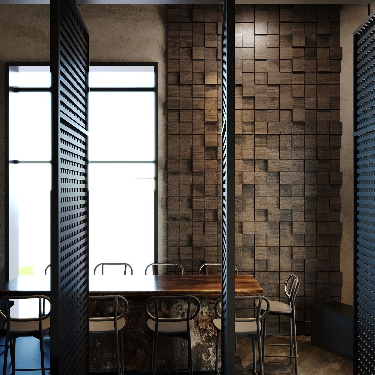 Industrial Coffee Shop Cafe 3D Model Scene - Editable 3D model_6