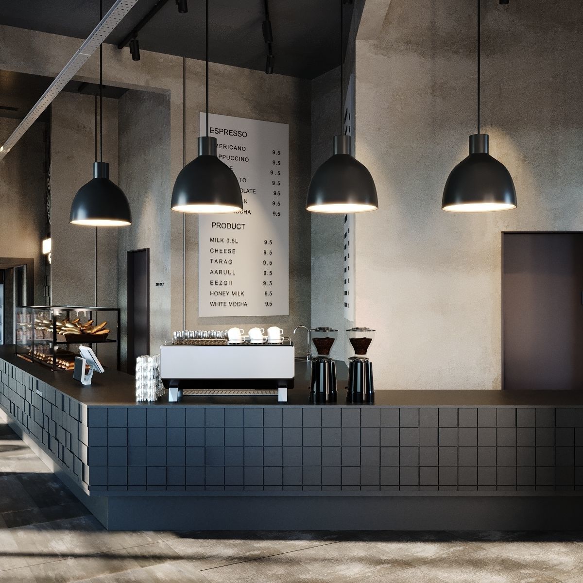 Industrial Coffee Shop Cafe 3D Model Scene - Editable 3D model_8