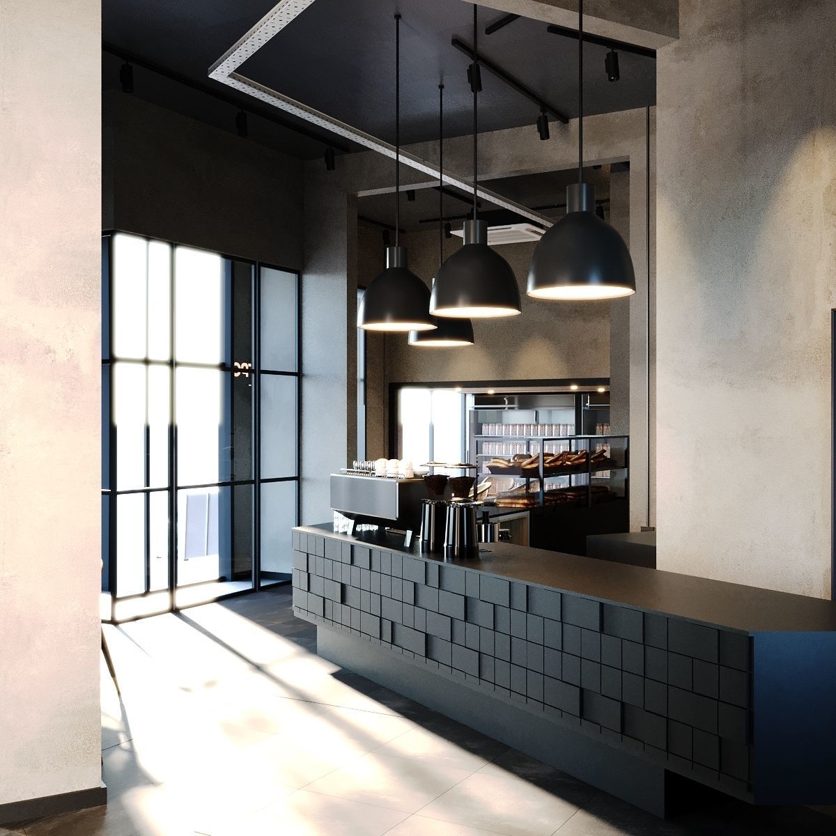 Industrial Coffee Shop Cafe 3D Model Scene - Editable 3D model_7