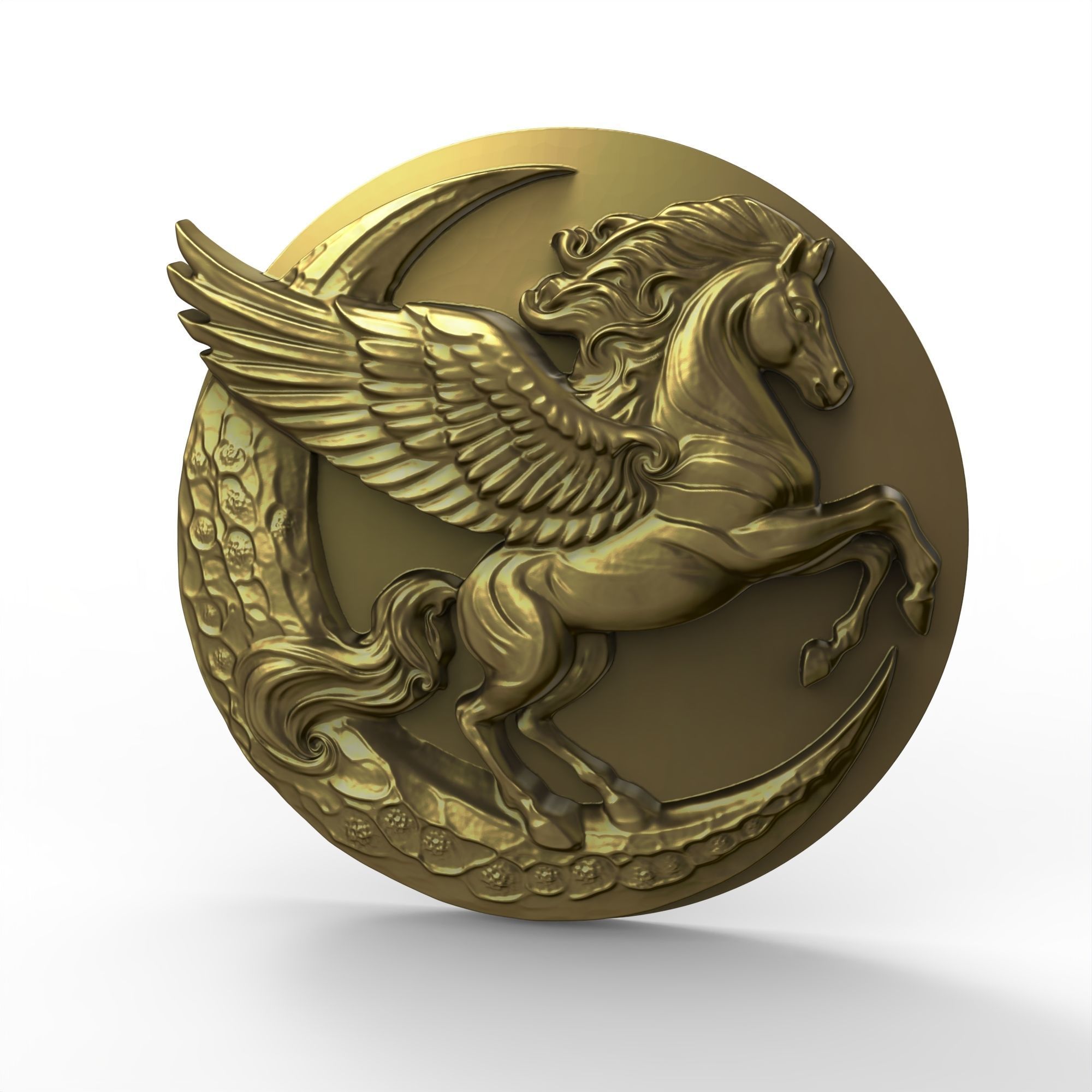 Pegasus and Moon Sculpture STL File 3D print model_6