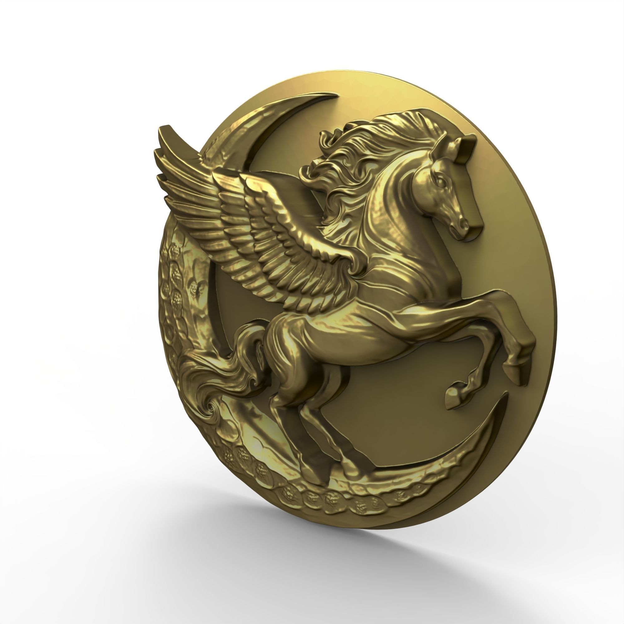 Pegasus and Moon Sculpture STL File 3D print model_7