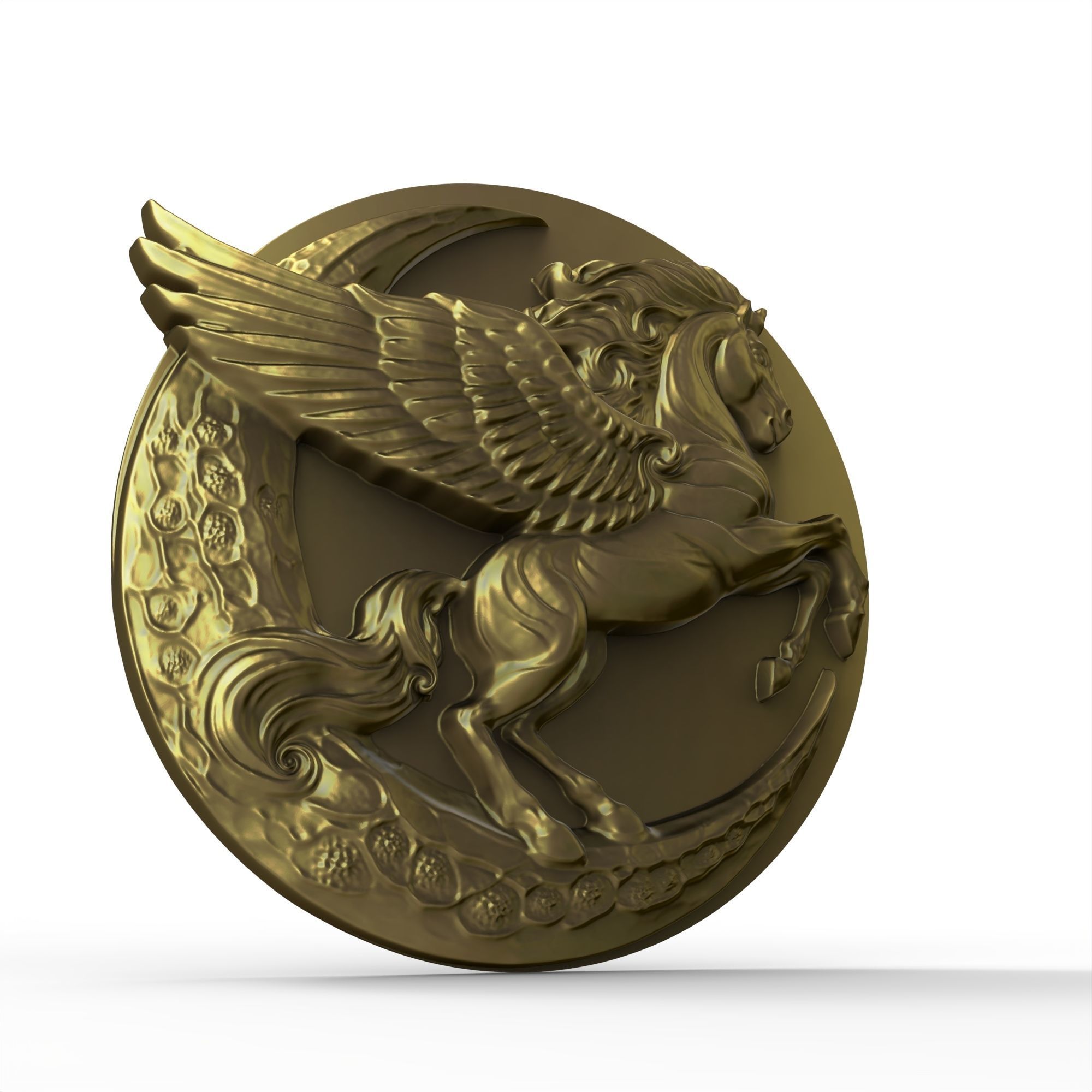 Pegasus and Moon Sculpture STL File 3D print model_8