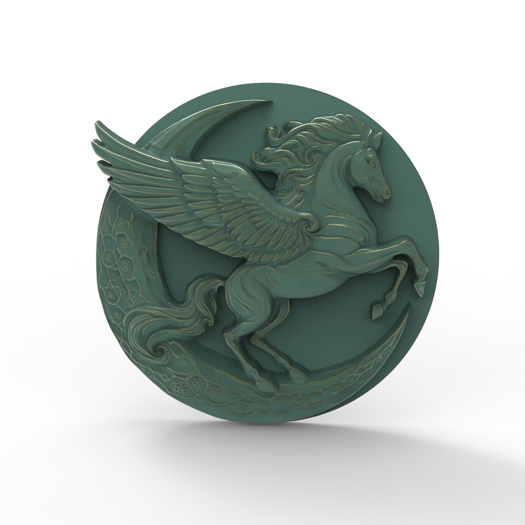 Pegasus and Moon Sculpture STL File 3D print model_9