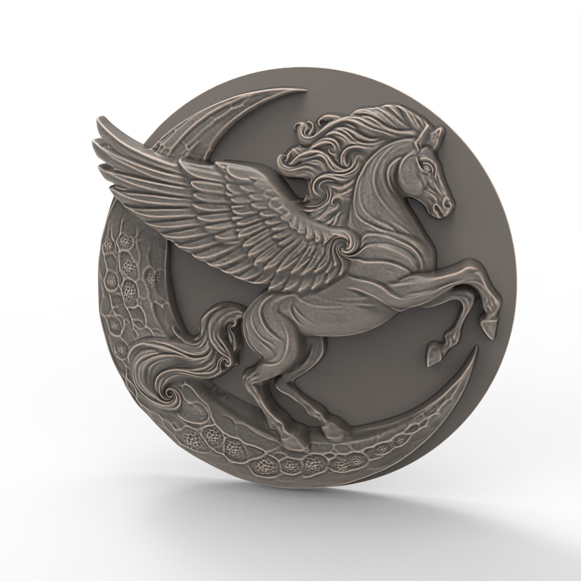 Pegasus and Moon Sculpture STL File 3D print model_1