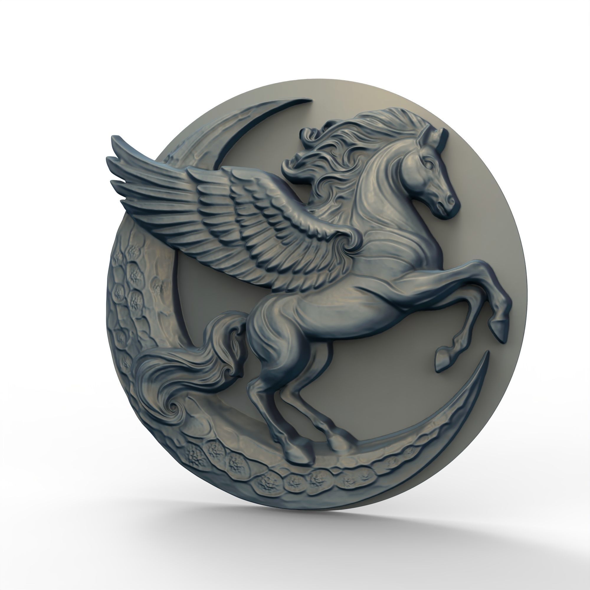 Pegasus and Moon Sculpture STL File 3D print model_2