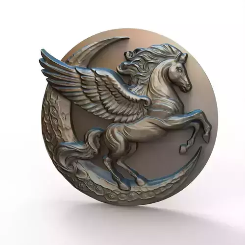 Pegasus and Moon Sculpture STL File 3D print model