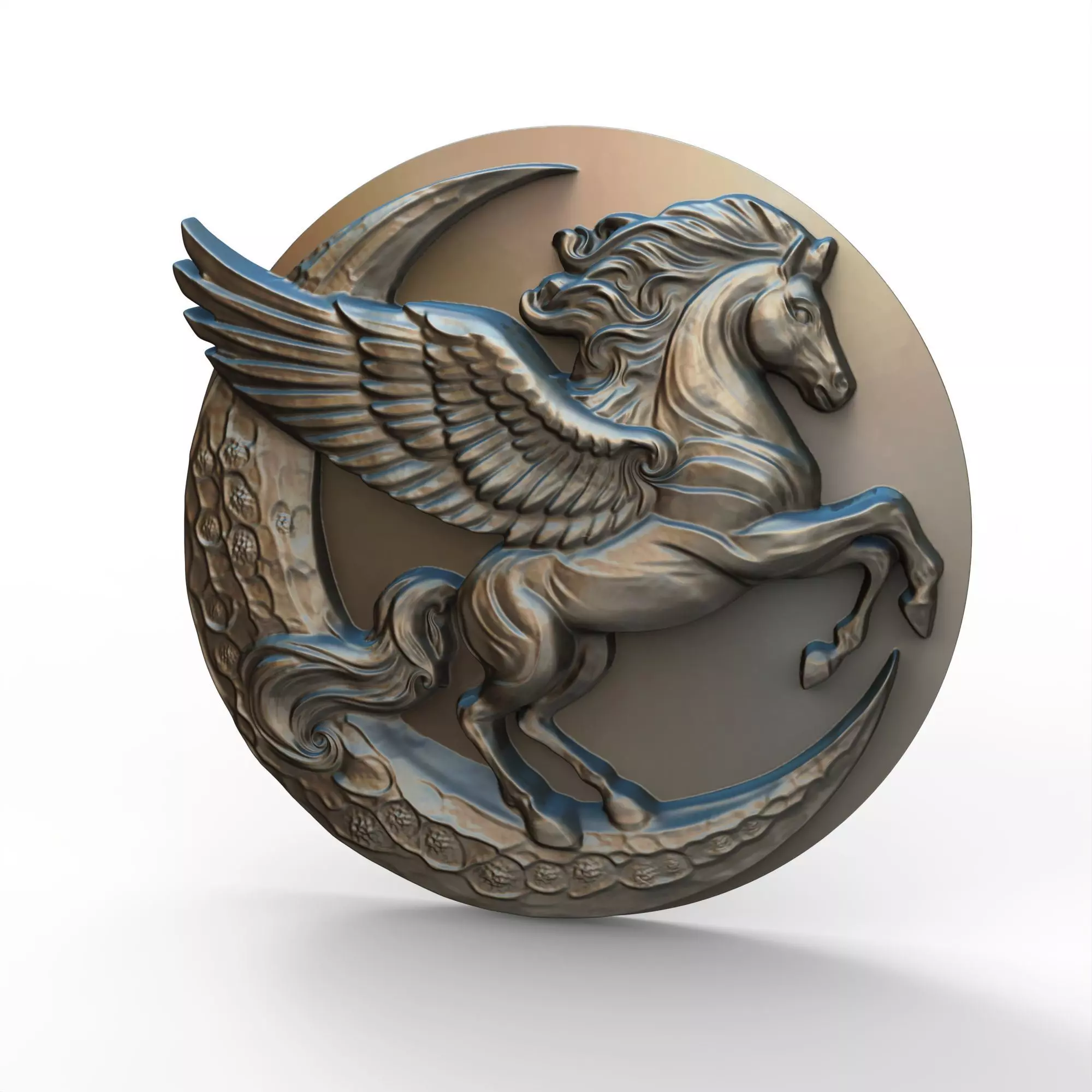 Pegasus and Moon Sculpture STL File 3D print model_0