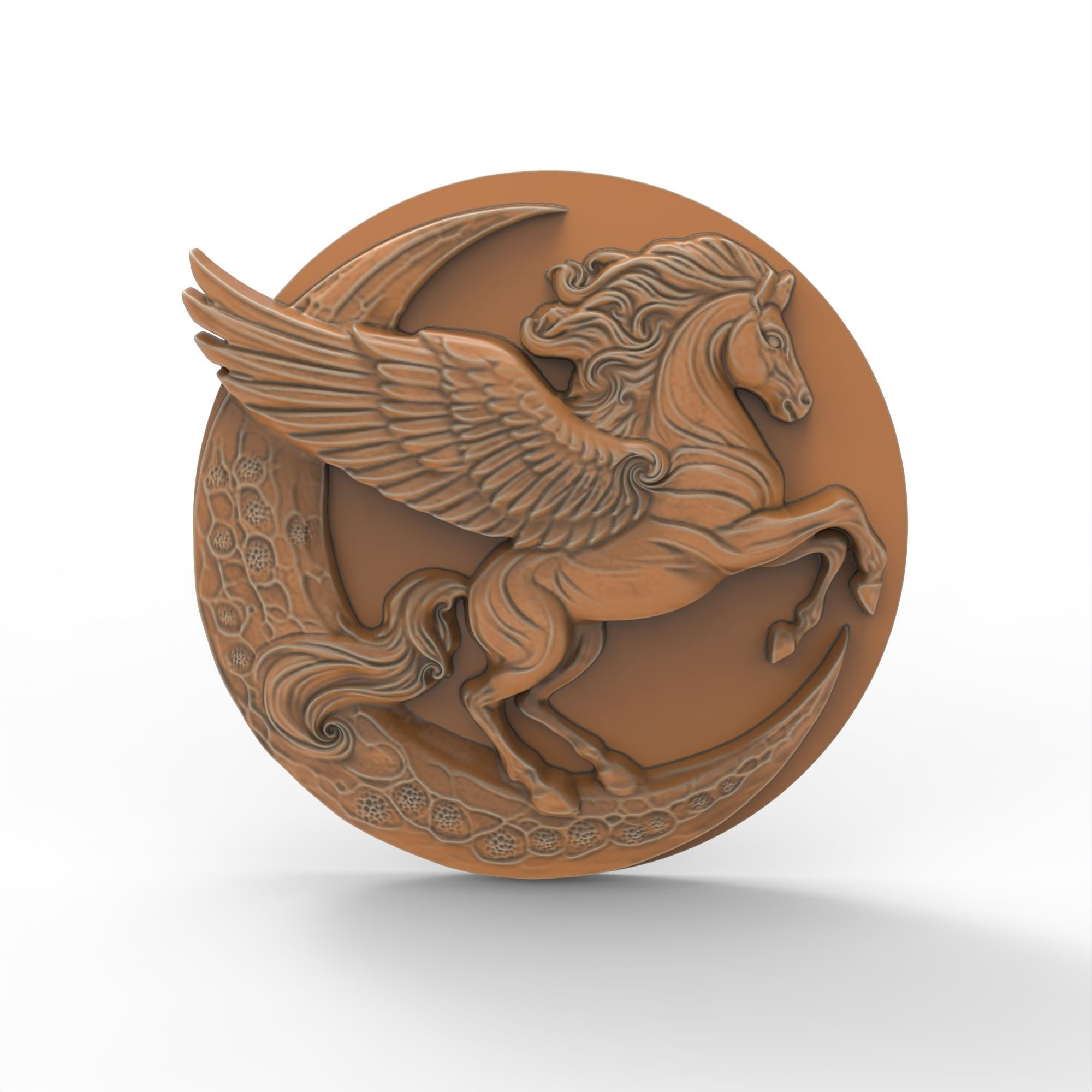 Pegasus and Moon Sculpture STL File 3D print model_3