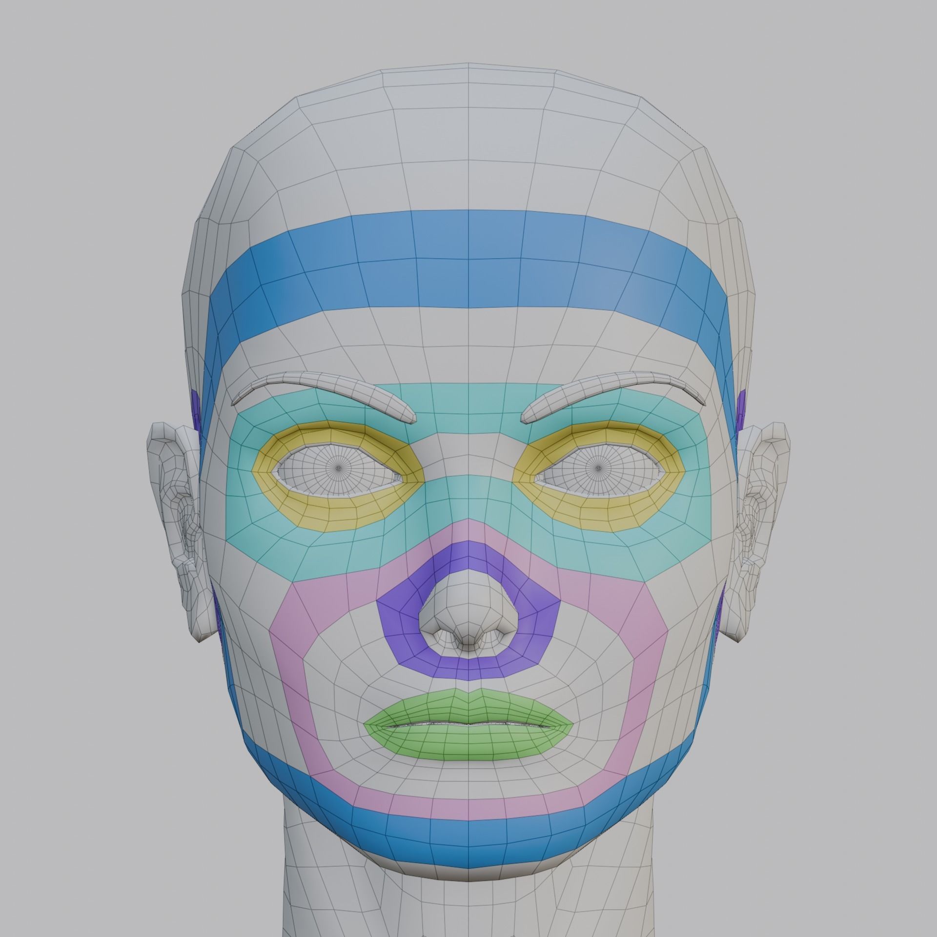 Female topology base mesh Low-poly 3D model_9