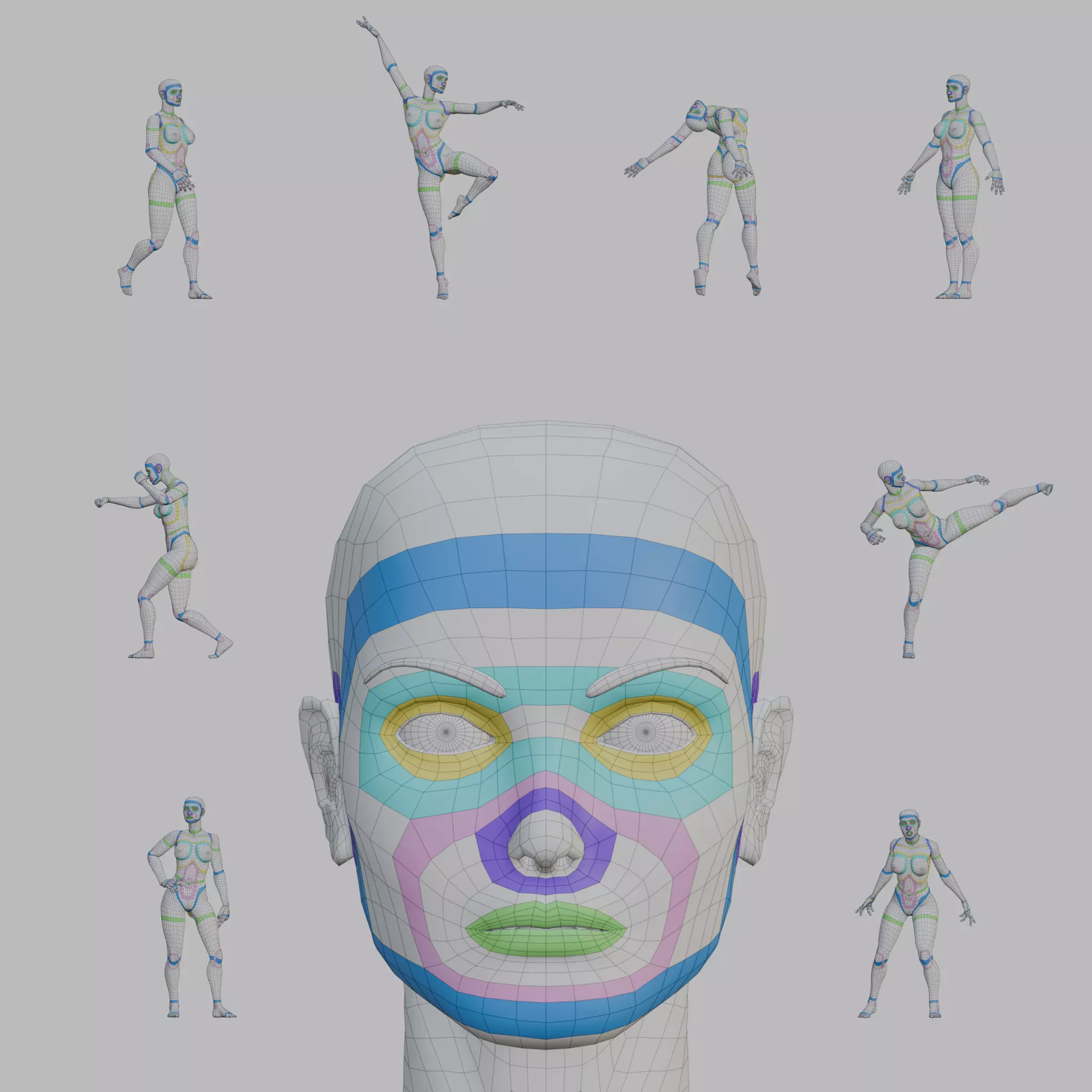 Female topology base mesh Low-poly 3D model_0
