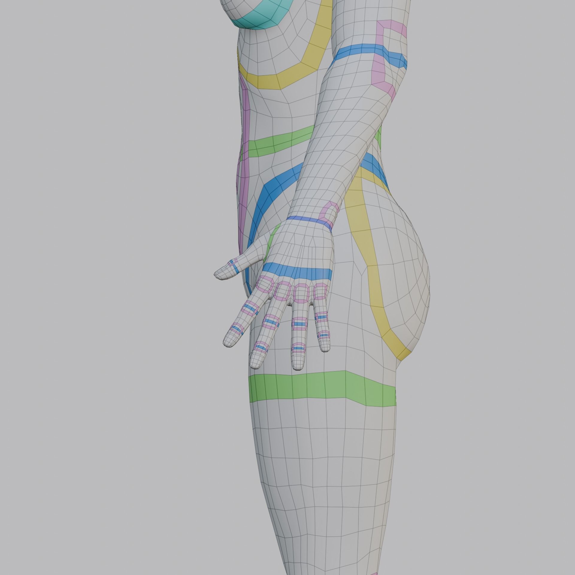 Female topology base mesh Low-poly 3D model_10