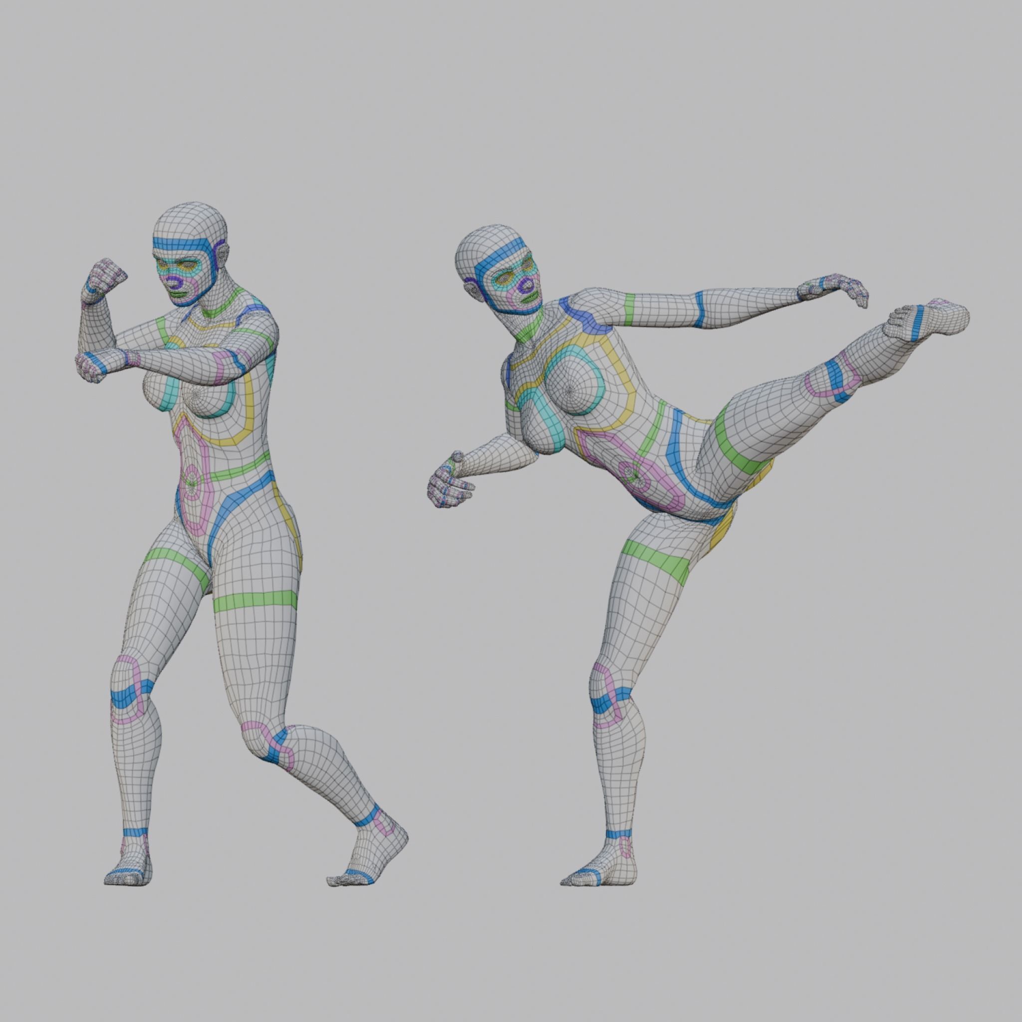 Female topology base mesh Low-poly 3D model_6