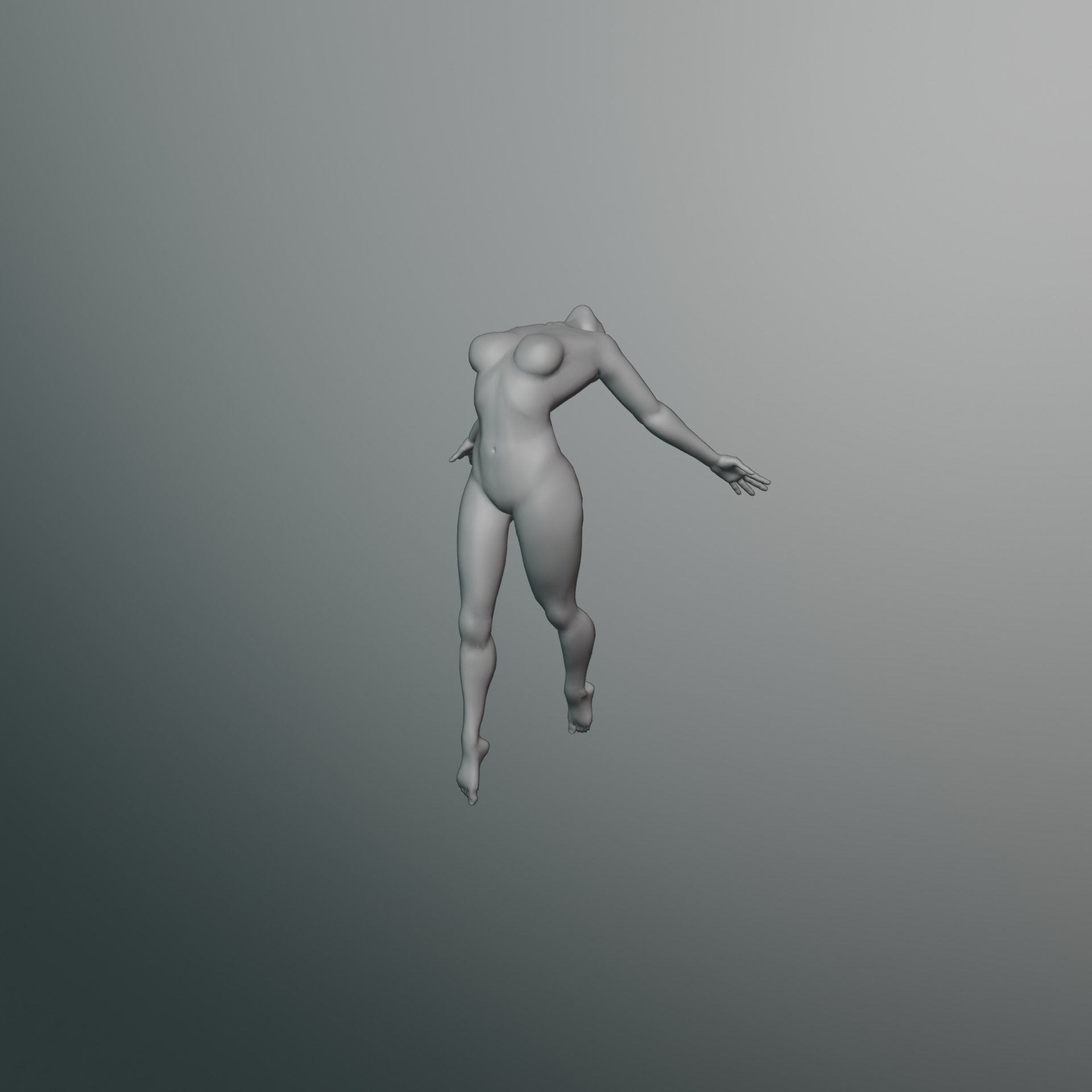 Female topology base mesh Low-poly 3D model_12