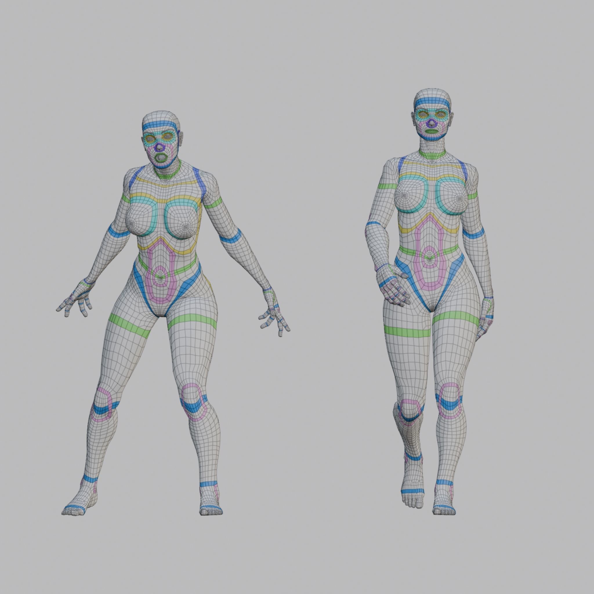 Female topology base mesh Low-poly 3D model_4