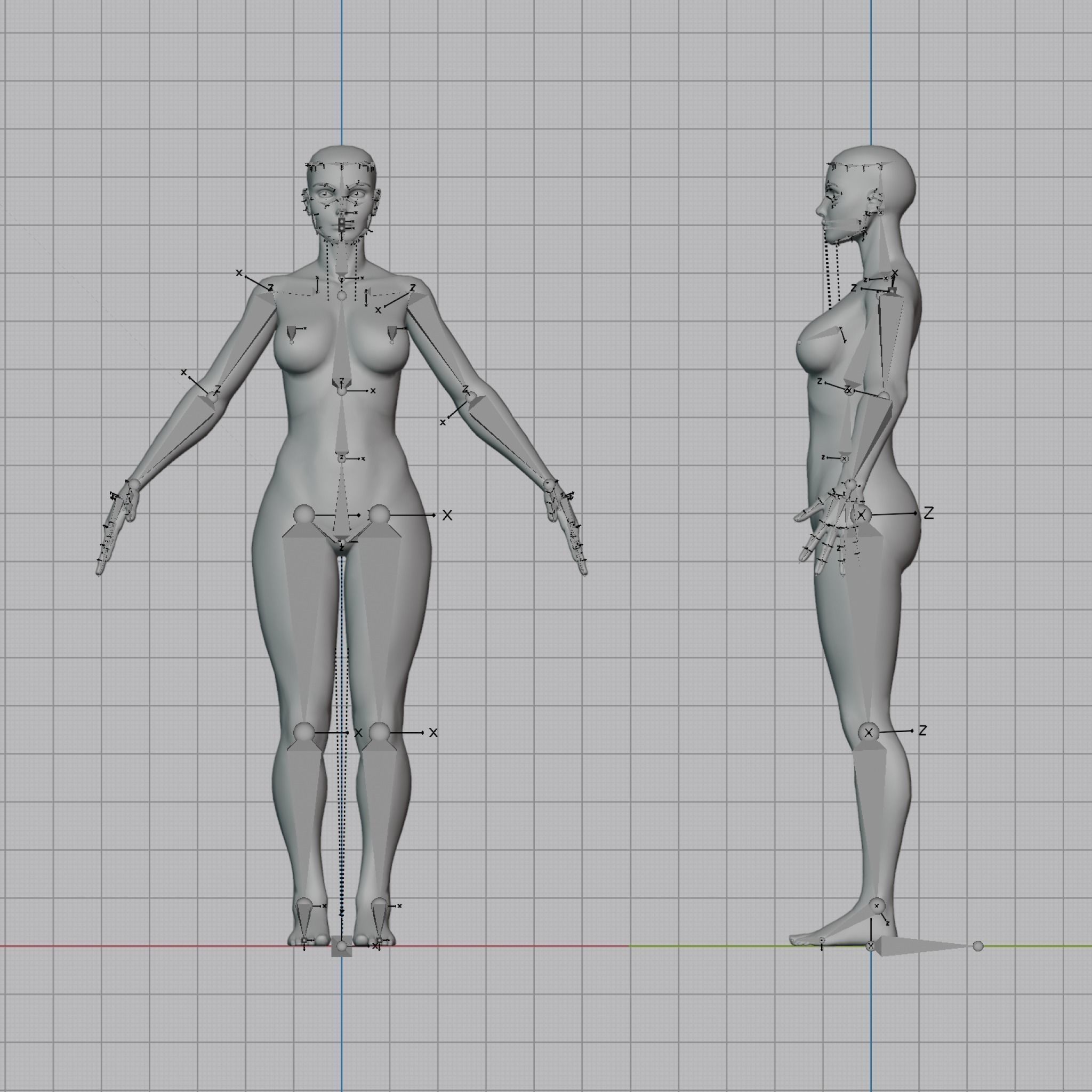 Female topology base mesh Low-poly 3D model_8