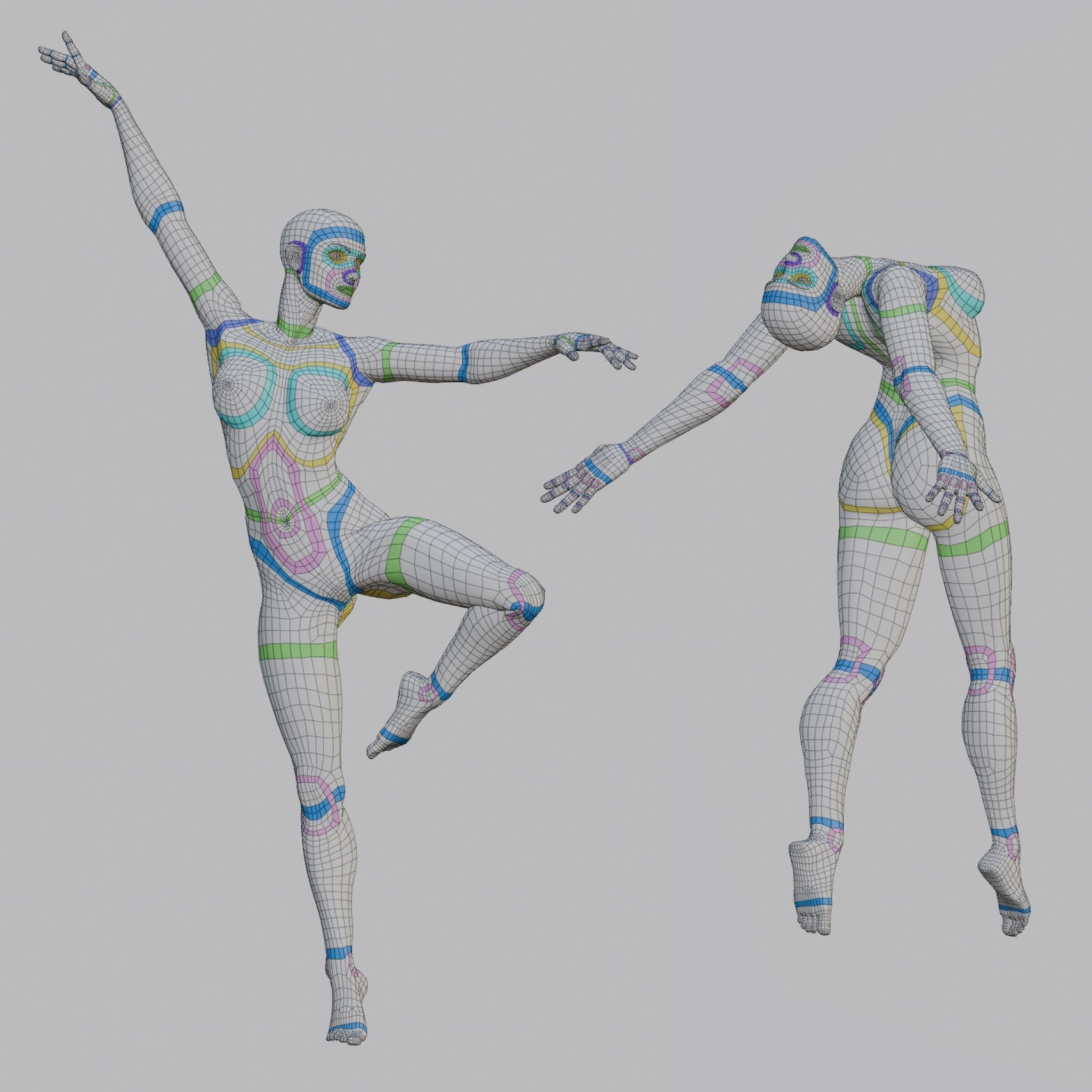 Female topology base mesh Low-poly 3D model_5