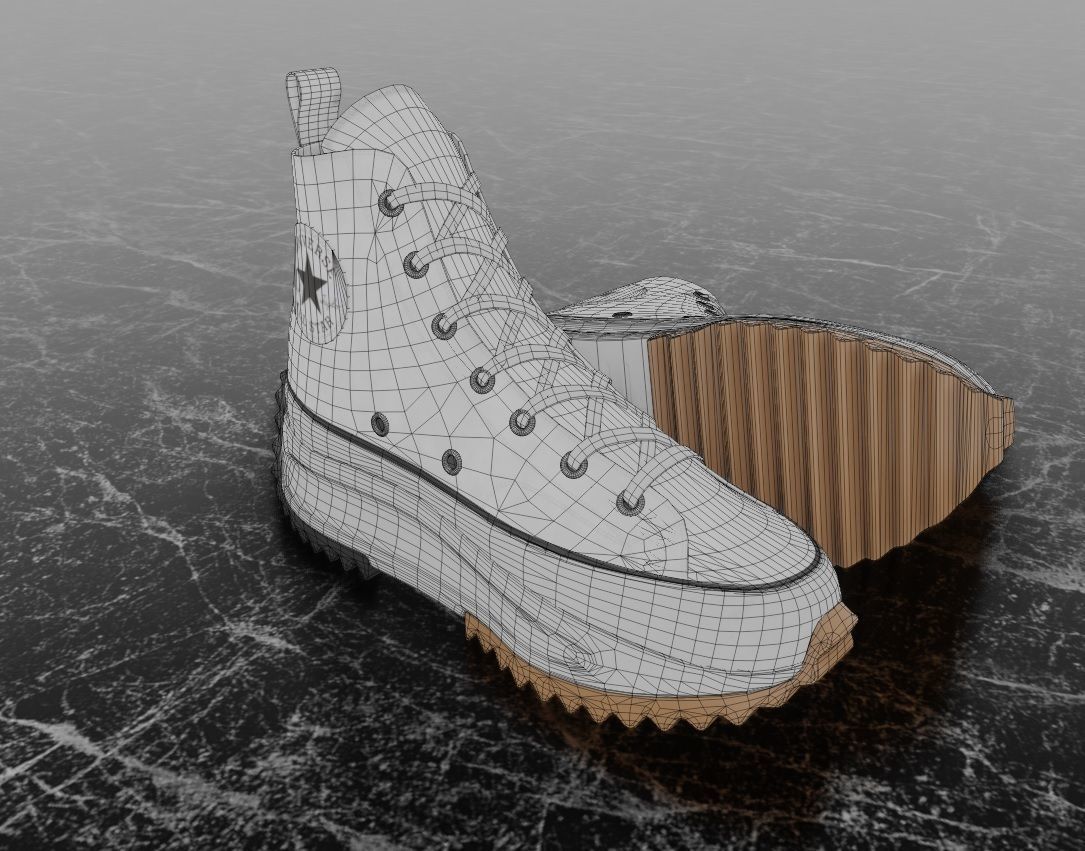 CONVERSE RUN STAR HIKE BW 3D SHOES Low-poly 3D model_13