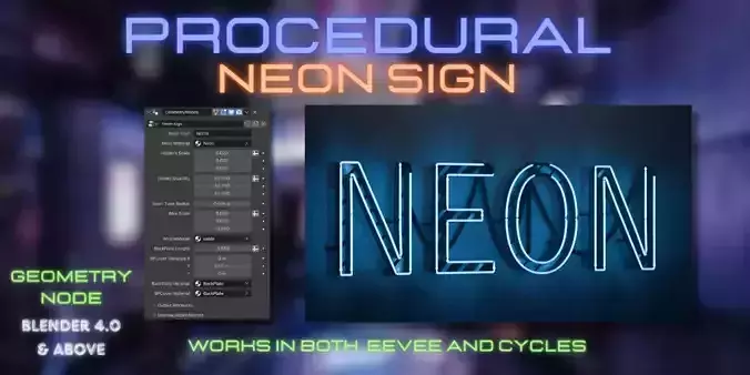 Procedural Neon Sign 3D model