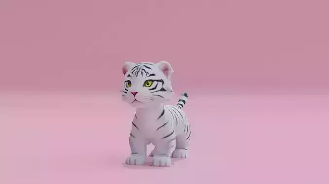 White Tiger Cub Anime Chibi Style