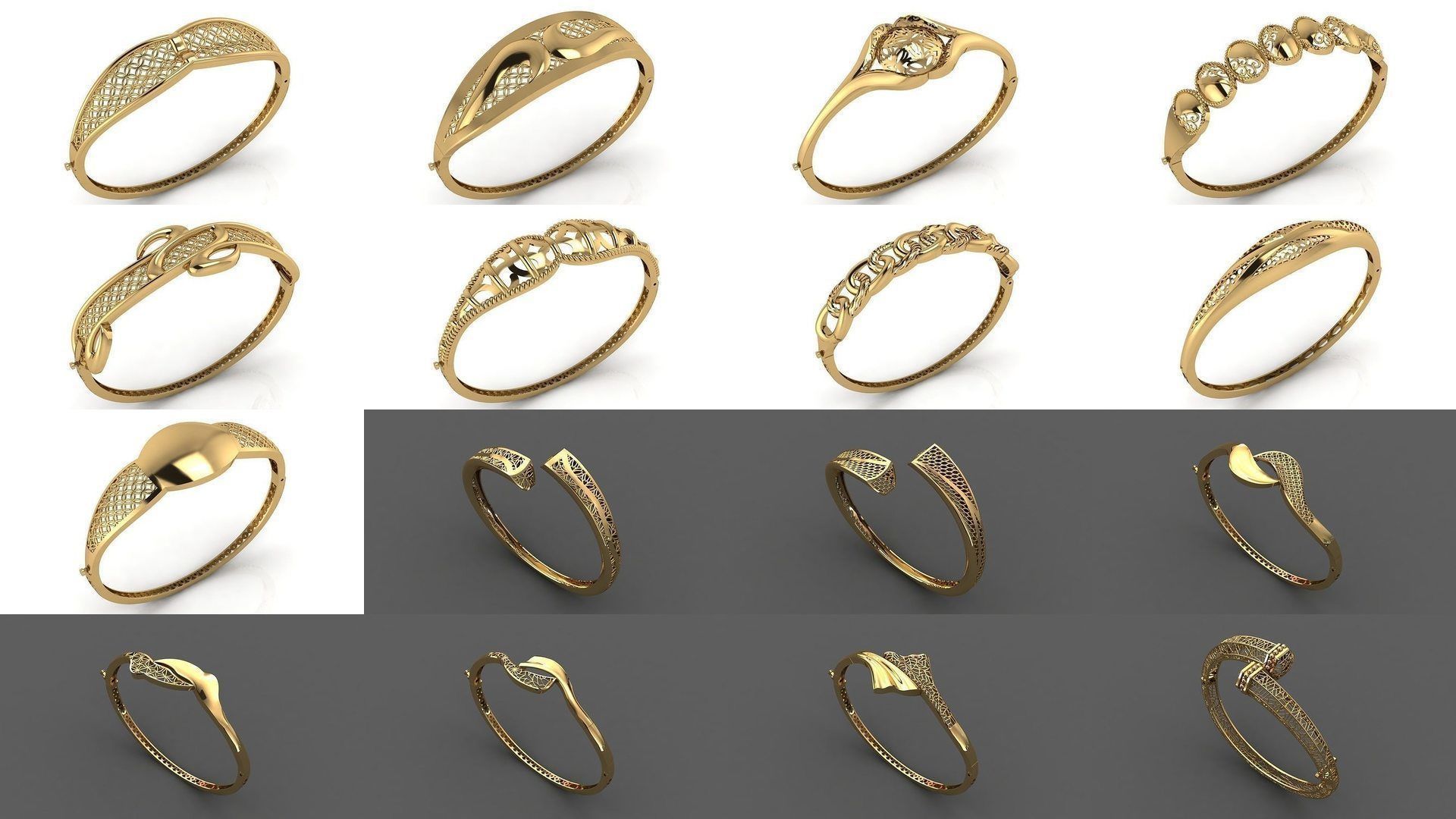 79 STL 3DM Plain Womens Bracelets Bangles Renders Women Bracelet 3D Model Collection_5