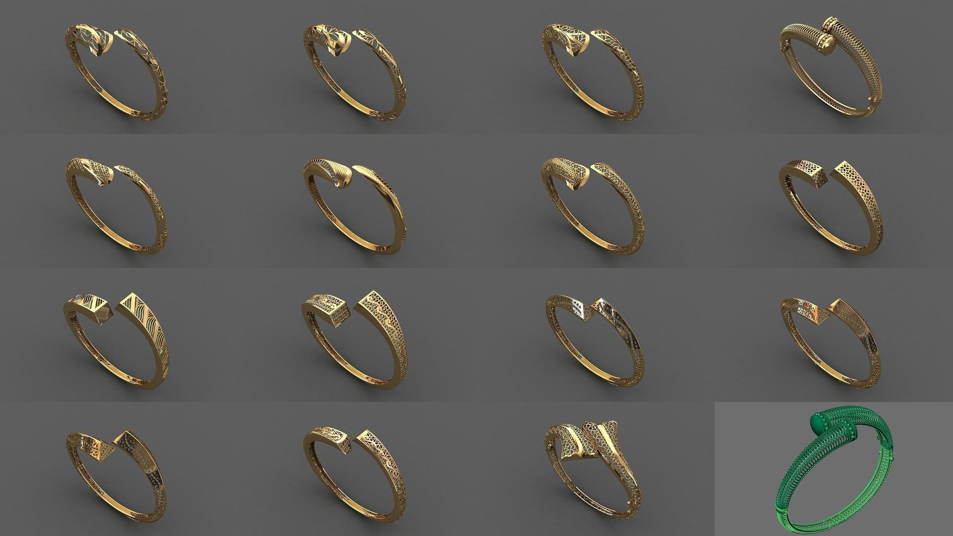 79 STL 3DM Plain Womens Bracelets Bangles Renders Women Bracelet 3D Model Collection_7