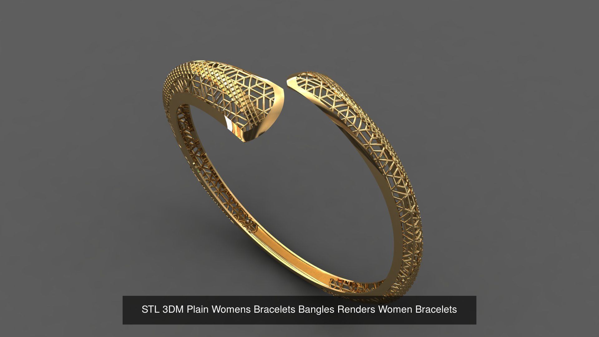 79 STL 3DM Plain Womens Bracelets Bangles Renders Women Bracelet 3D Model Collection_79