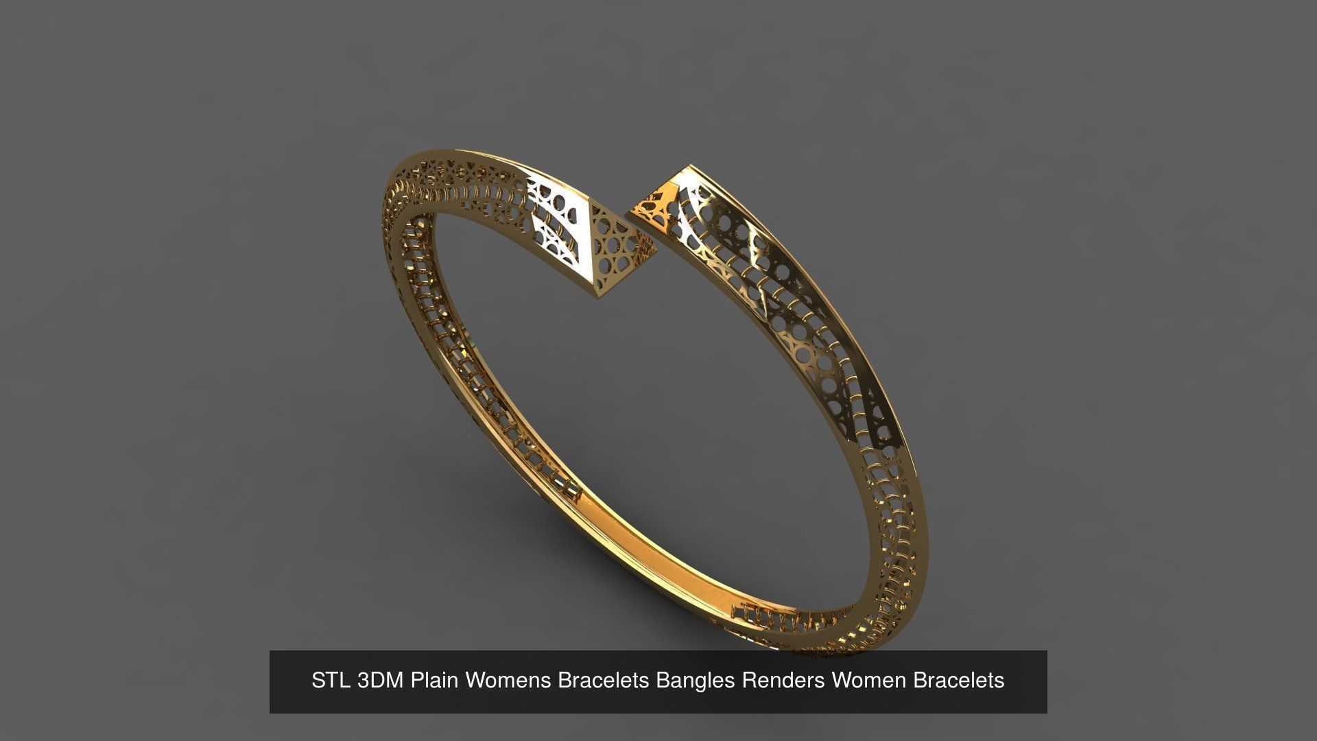 79 STL 3DM Plain Womens Bracelets Bangles Renders Women Bracelet 3D Model Collection_83