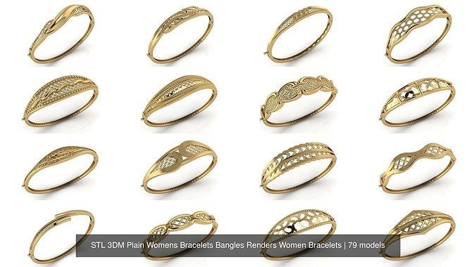79 STL 3DM Plain Womens Bracelets Bangles Renders Women Bracelet 3D Model Collection