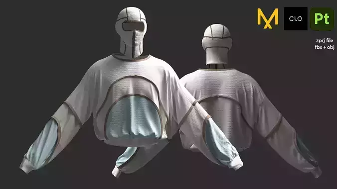 streetwear sweater clo3D and marvelous designer file