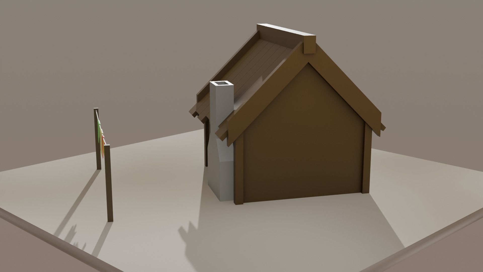 House and Clothesline Free 3D model_5