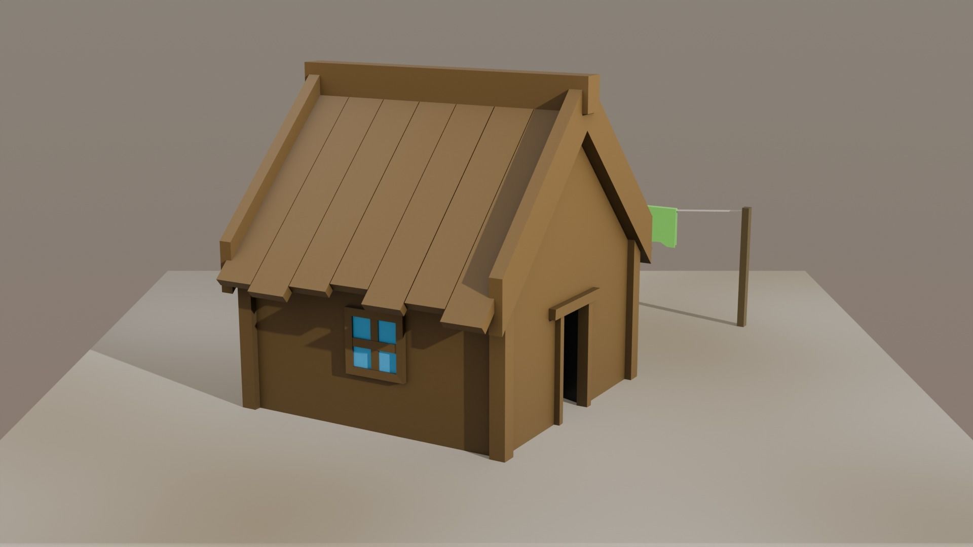 House and Clothesline Free 3D model_2