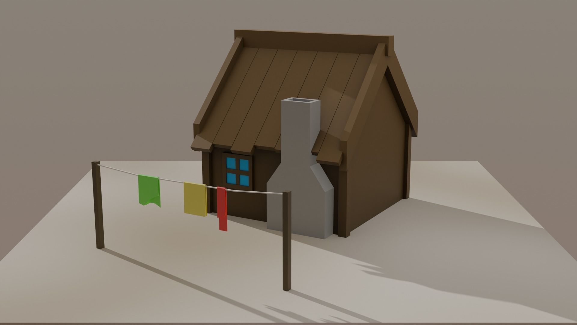 House and Clothesline Free 3D model_6
