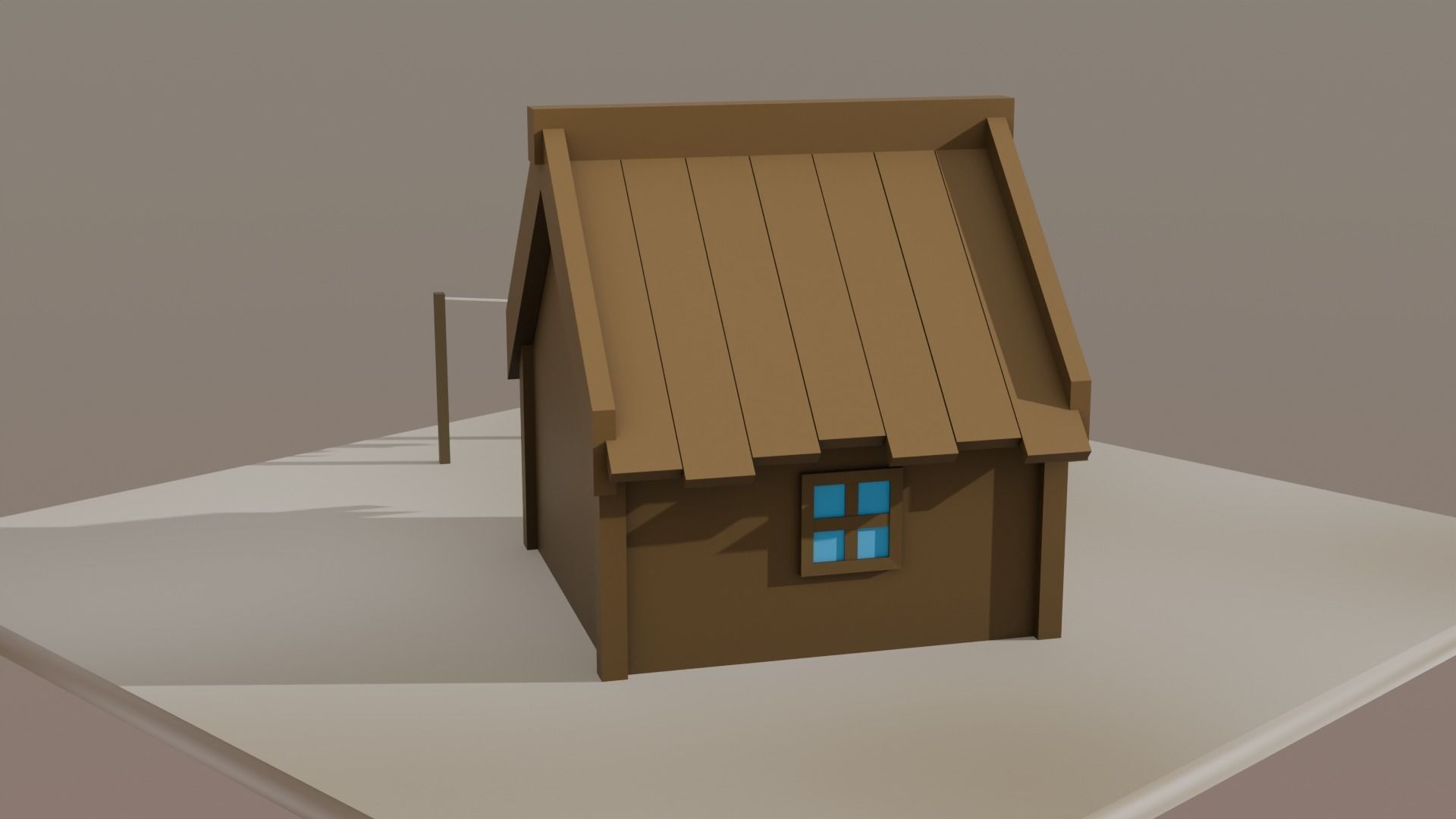 House and Clothesline Free 3D model_3