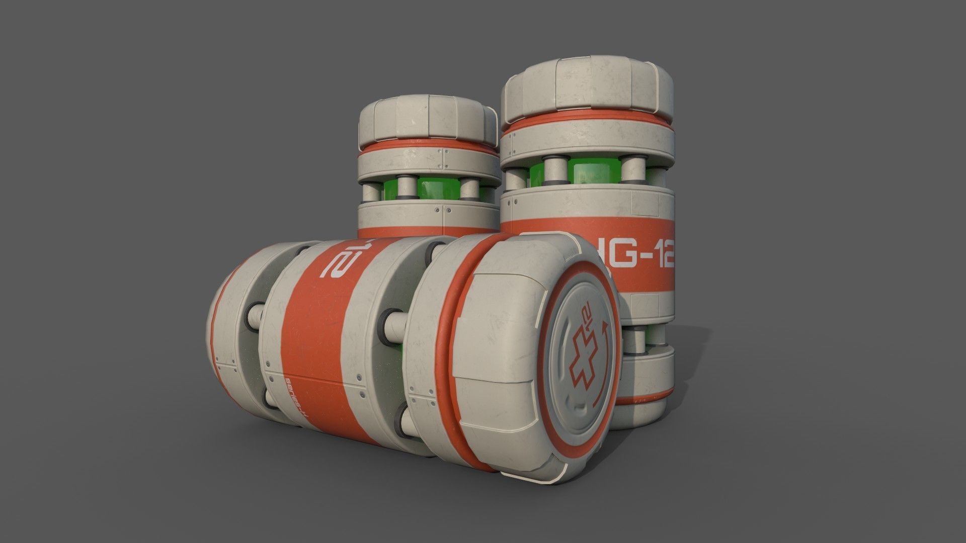 Sci-Fi Grenades-Mines Low-poly 3D model_5