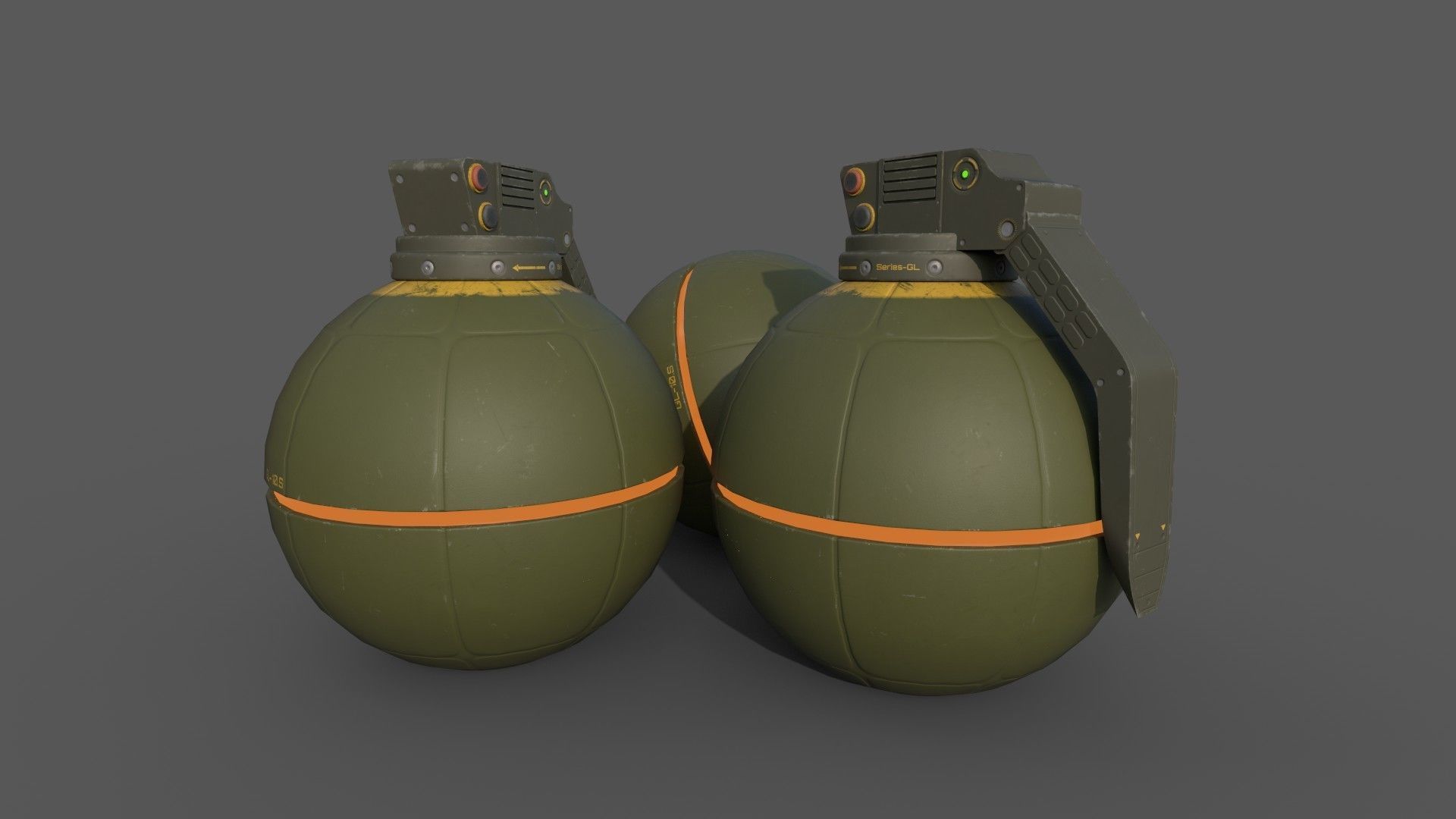 Sci-Fi Grenades-Mines Low-poly 3D model_1