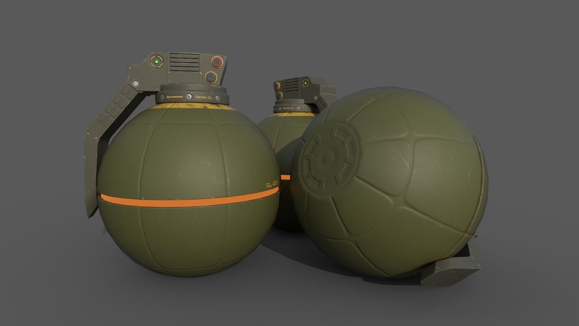 Sci-Fi Grenades-Mines Low-poly 3D model_2