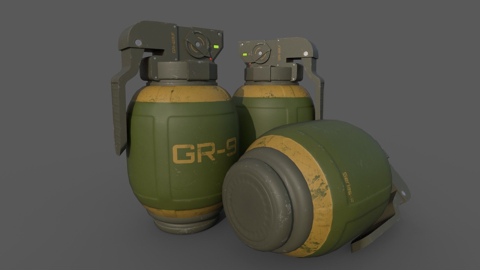 Sci-Fi Grenades-Mines Low-poly 3D model_4