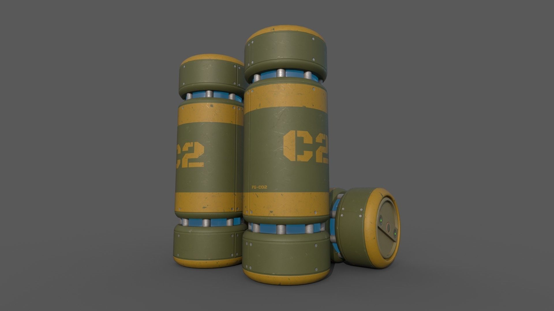 Sci-Fi Grenades-Mines Low-poly 3D model_7
