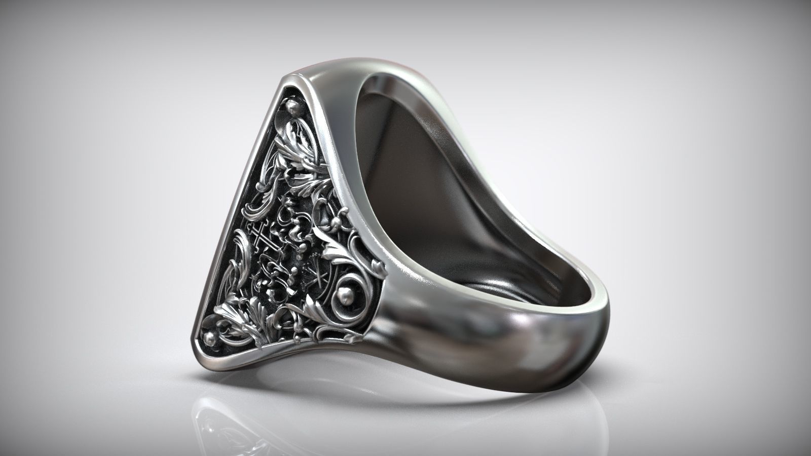 Jesus Christ Crucifix Cross Mary and Saints Christian Ring 3D print model_4