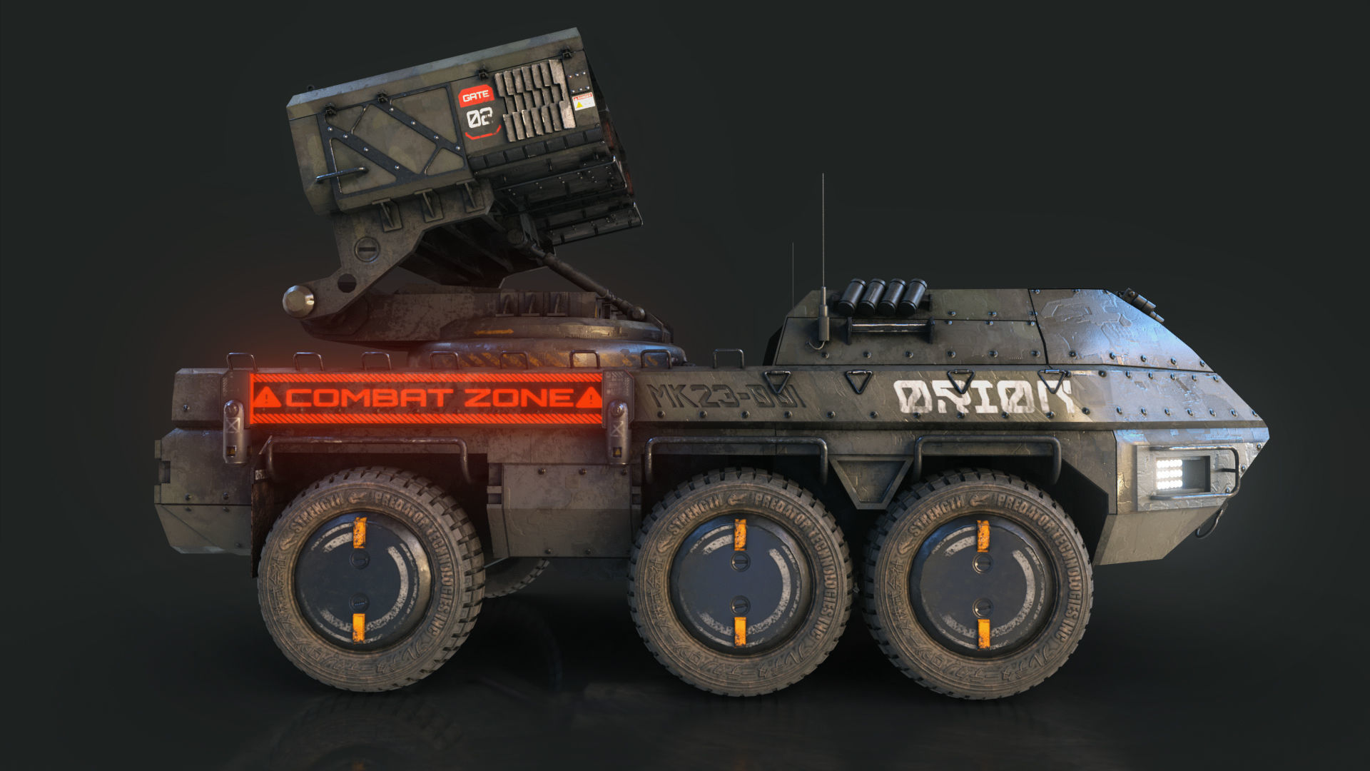 ROCKET LAUNCHER DRONE VEHICLE Low-poly 3D model_5