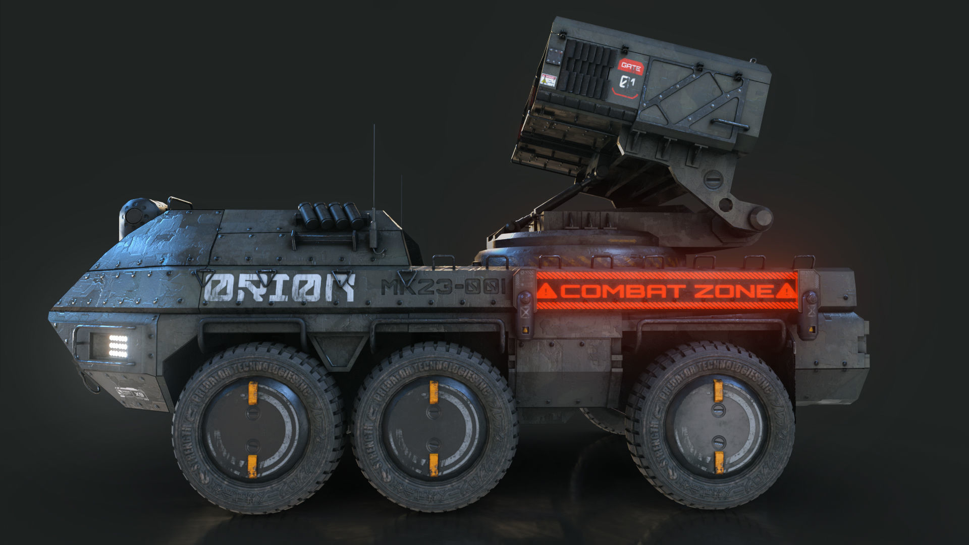 ROCKET LAUNCHER DRONE VEHICLE Low-poly 3D model_2