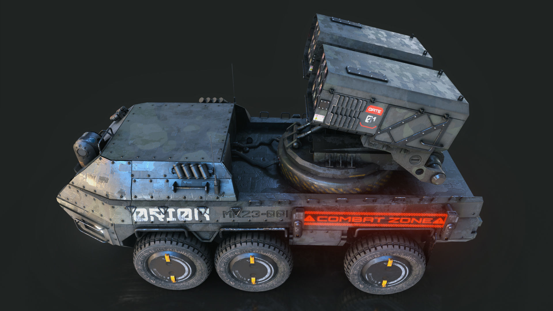 ROCKET LAUNCHER DRONE VEHICLE Low-poly 3D model_3