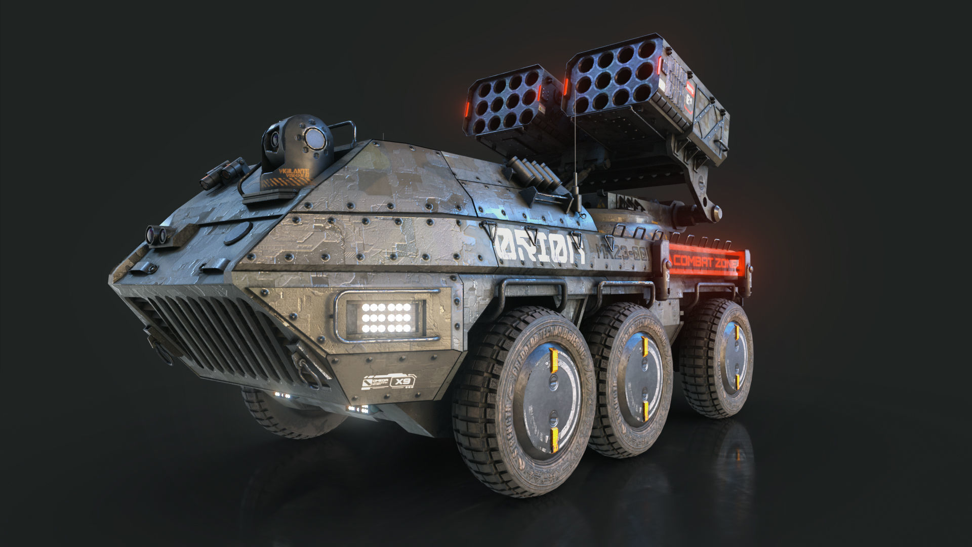 ROCKET LAUNCHER DRONE VEHICLE Low-poly 3D model_1