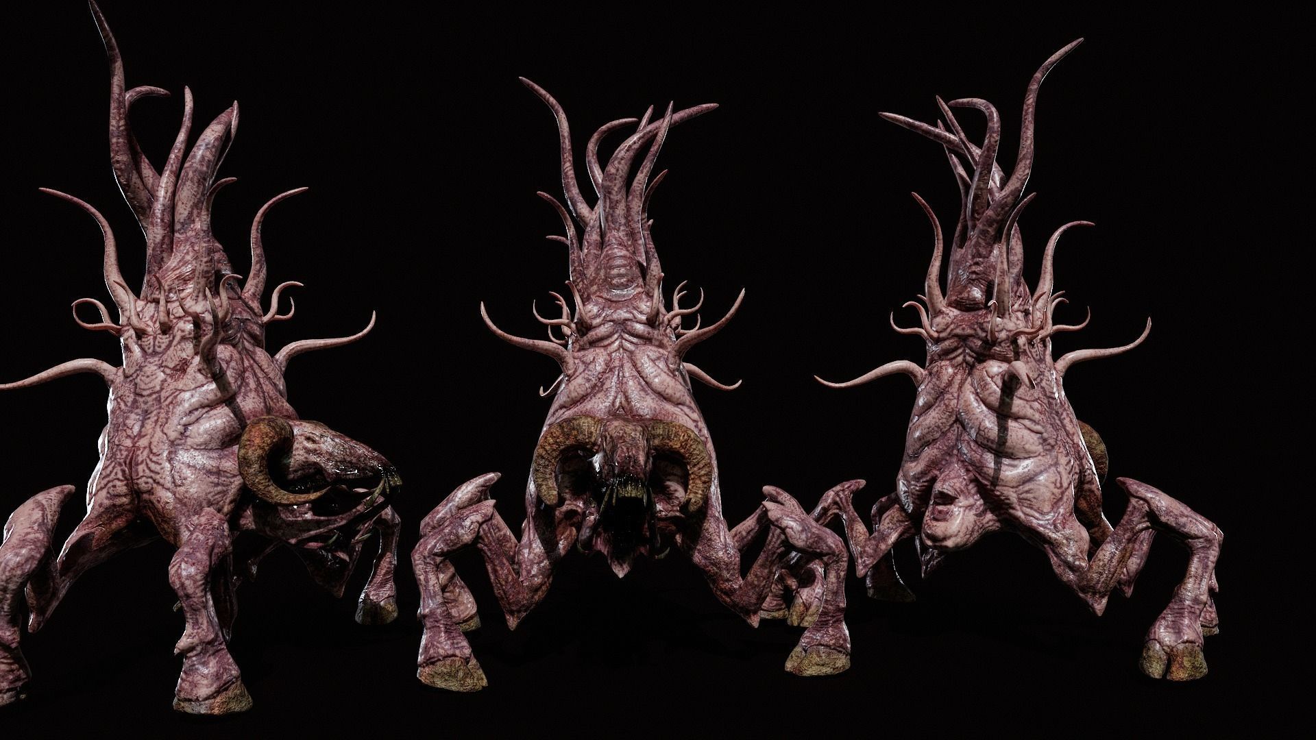 Mutated Goat deity Low-poly 3D model_5