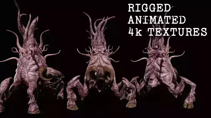 Mutated Goat deity Low-poly 3D model
