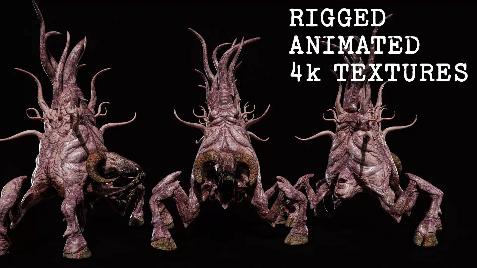 Mutated Goat deity Low-poly 3D model_0