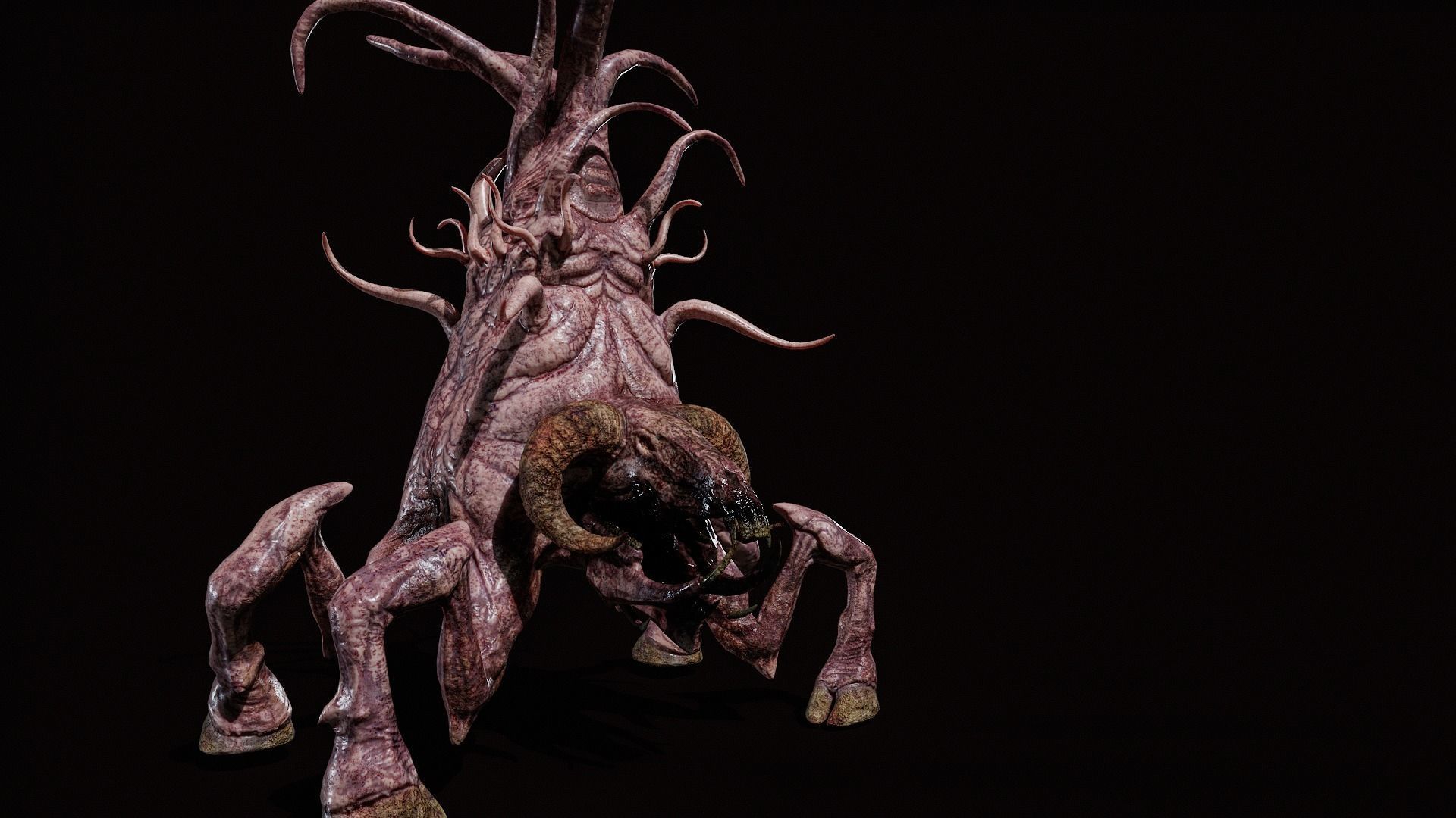 Mutated Goat deity Low-poly 3D model_2