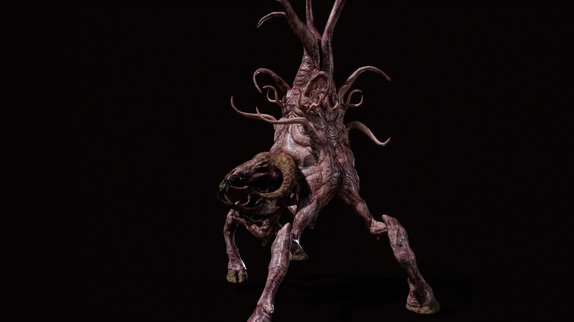 Mutated Goat deity Low-poly 3D model_3