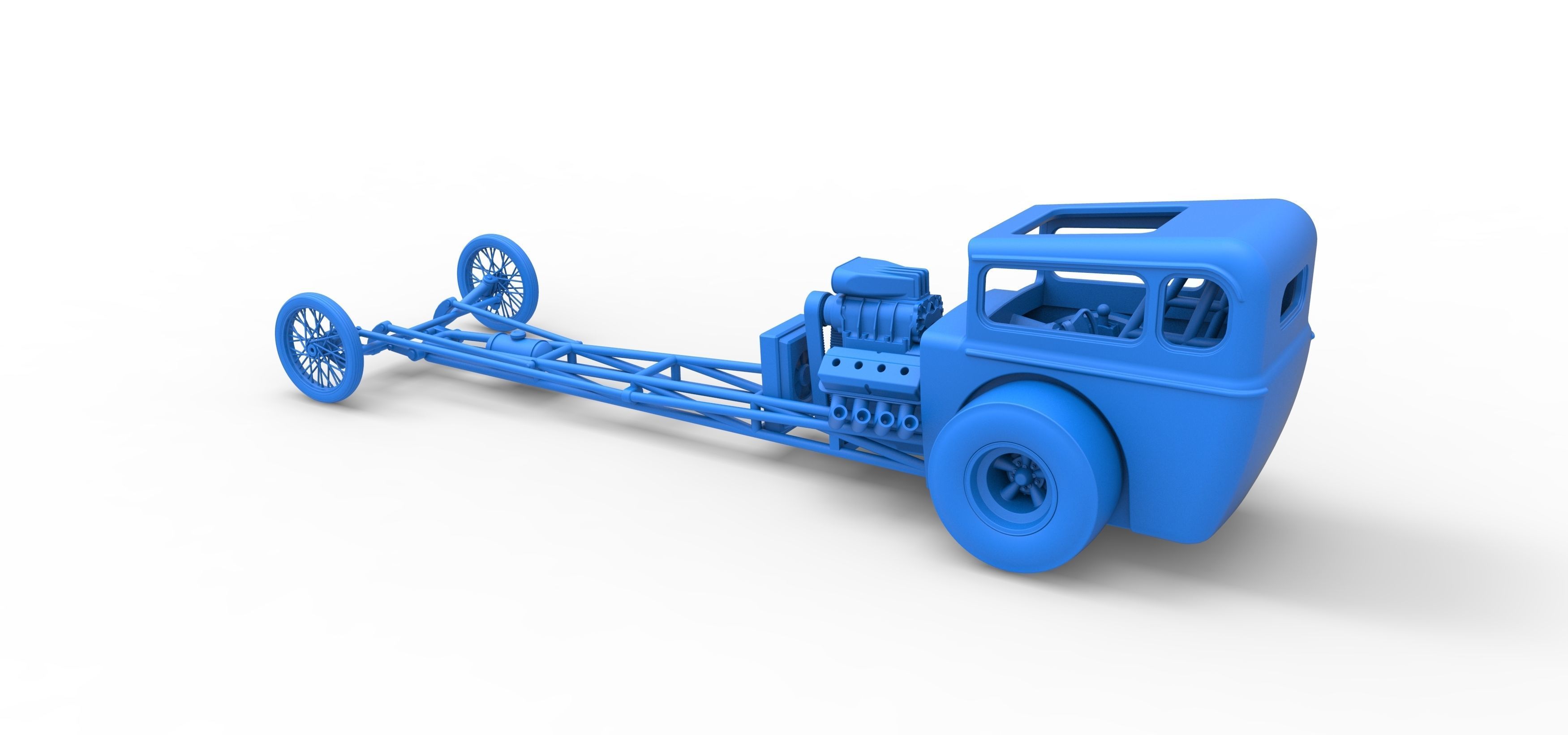 Front engine old school dragster with shell V7 Scale 1 to 25 3D print model_29