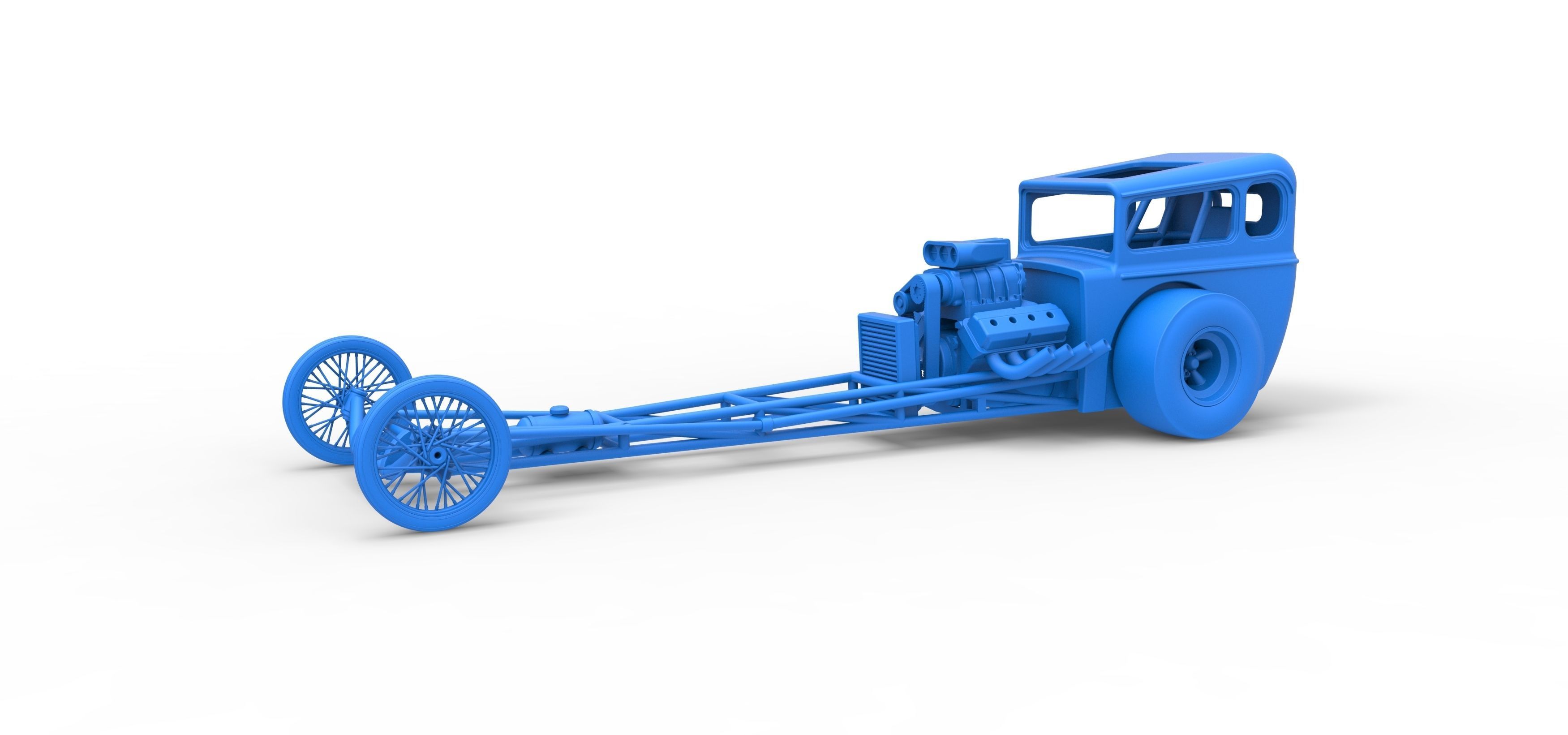 Front engine old school dragster with shell V7 Scale 1 to 25 3D print model_18